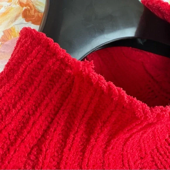 American Eagle Red Ribbed Knit Mock Neck Sweater (XS) - Picture 13 of 14